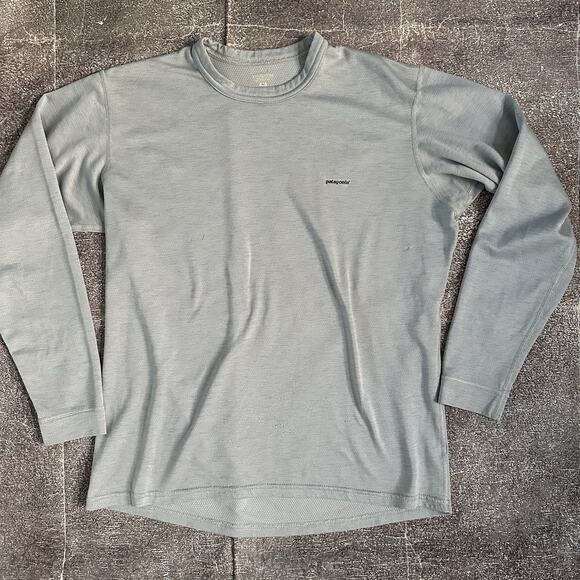 Mens Vintage Y2K Patagonia USA Capilene Base Layer Gray Long Sleeve T Shirt Sz M - Picture 1 of 4